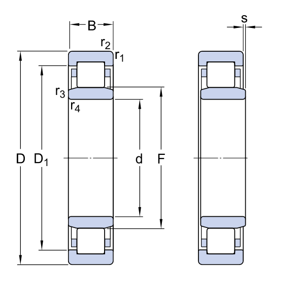 Vòng bi NU 2212 ECP-SKF – Đặc điểm, thông số kỹ thuật và ứng dụng 1 Bản vẽ kỹ thuật NU 2212 ECP-SKF